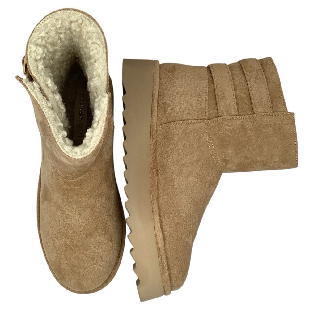 Madden Girl Praized Faux Suede Light Tan Women’s Ankle Platform Boot Sz 9.5
